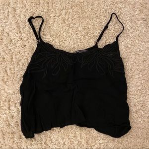 Black Brandy Melville Floral Embroidered Tank Top
